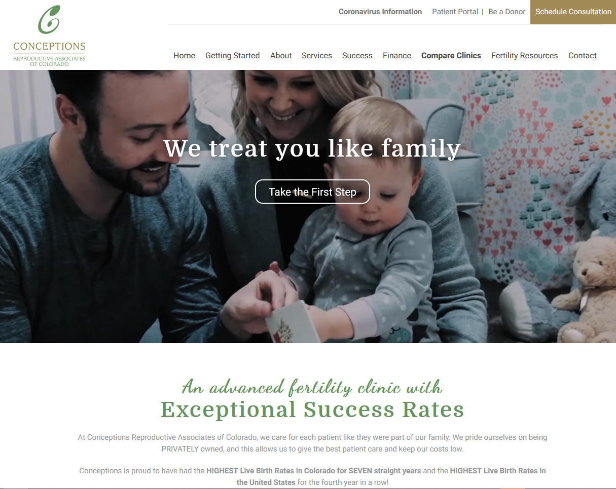 Website of previous client Conceptions Reproductive Group